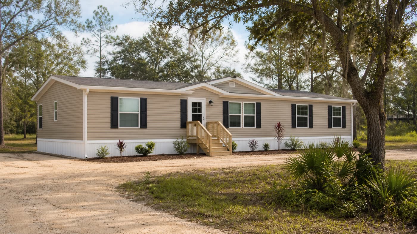 Well-maintained manufactured home on a wooded lot in Marion County, Florida
